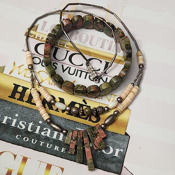 Jewelry - Unikite Crystal Stone Bracelet And Necklace Set